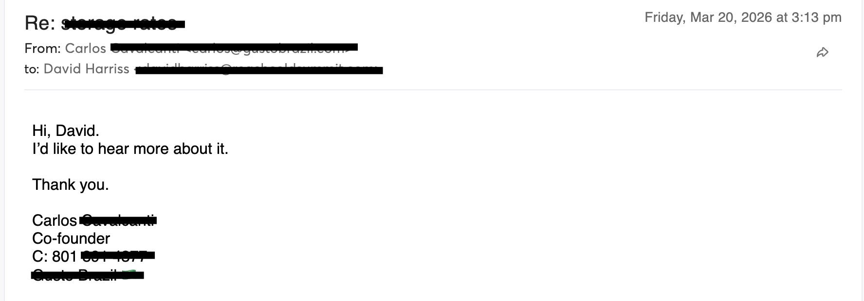 Client reply — Gusto Brazil co-founder