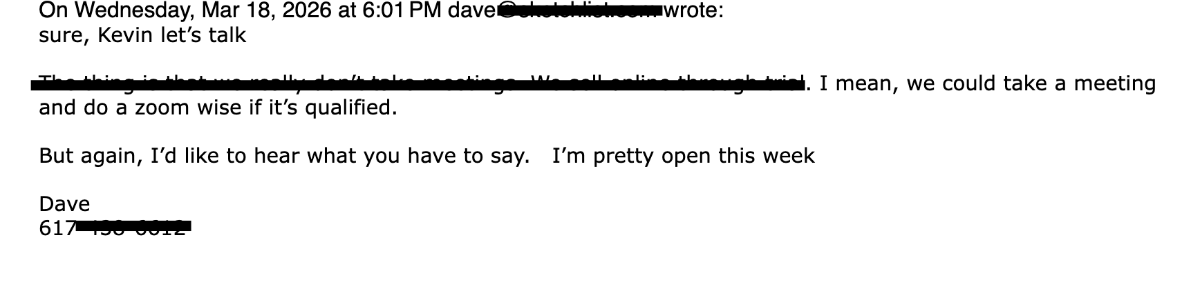Self result reply
