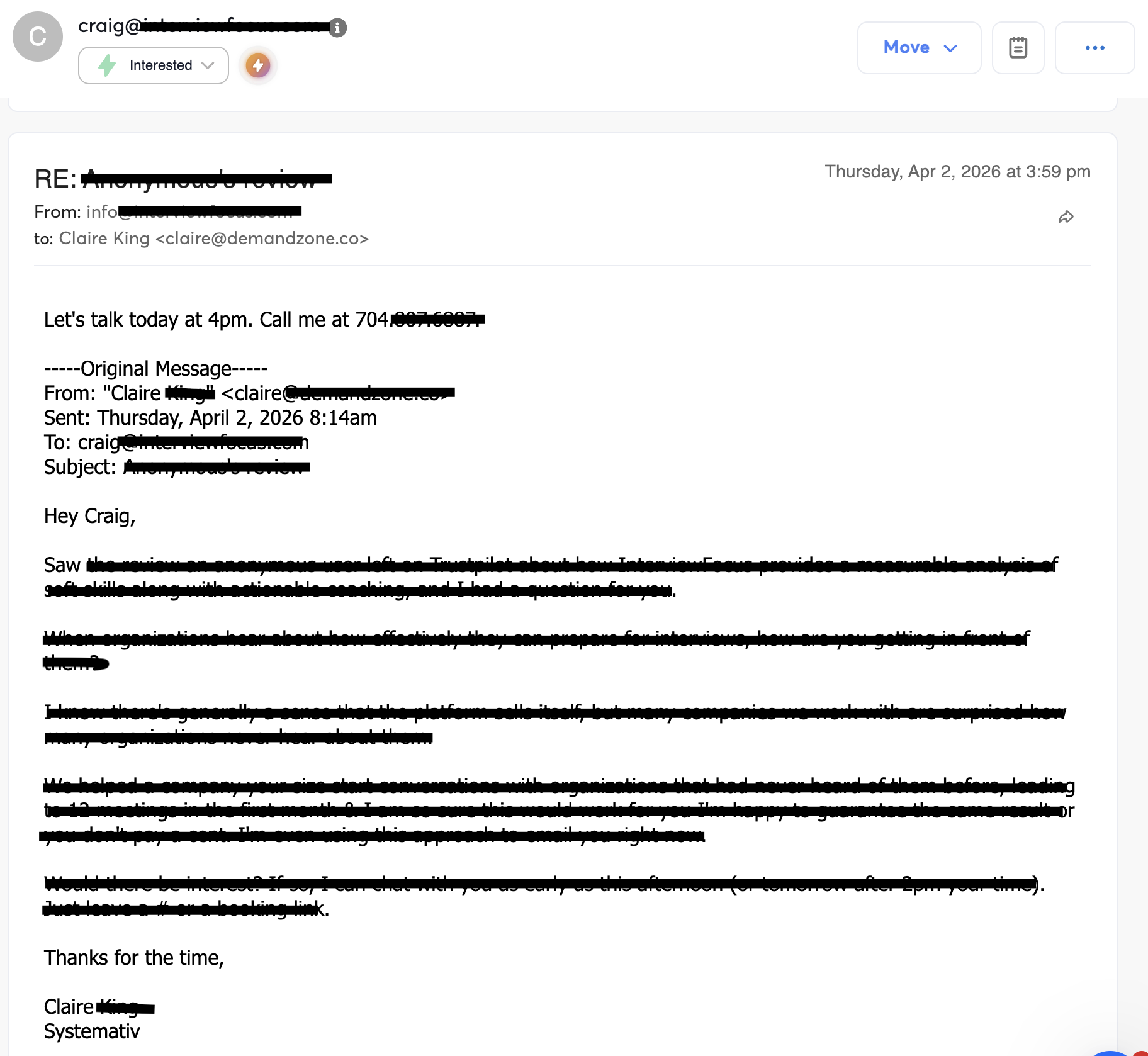 Self result reply